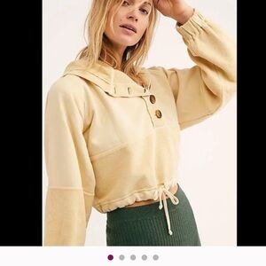 Free People Cream New V-Neck Hoddie